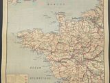 une vieille carte de la France indiquant les routes et les villes du pays