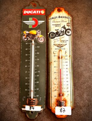 deux types de thermomètres différents posés par terre