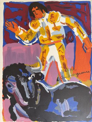 Pierre AMBROGIANI (1907-1985). "Le matador et le taureau".