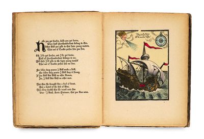 un livre ouvert sur lequel figure l'image d'un bateau