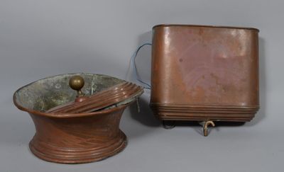 a small copper pot and a small copper bowl
