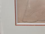 drawing of a sailboat in a white frame with a red border