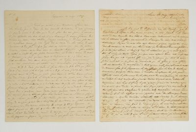 deux pages d'une lettre écrite à l'encre noire sur fond blanc