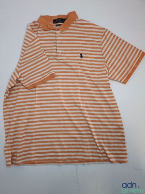 polo rayé orange et blanc