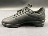 men ' s grey leather walking shoes with laces and rubber outs