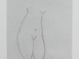 an image of a drawing of a woman ' s torso in a white frame