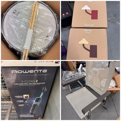 plusieurs photos d'une boîte contenant un tambour et d'une boîte contenant un bâton