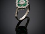 an emerald and diamond flower ring, by van cleef