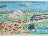 une image représentant une carte postale sur laquelle figurent un train et un avion