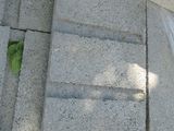 a close up view of a concrete staircase with a plastic bag