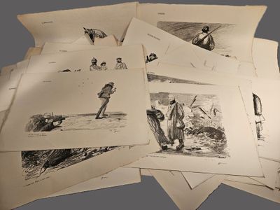 de nombreux dessins représentant des personnes posés sur une table
