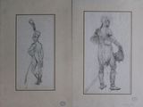 deux dessins d'un homme et d'une femme se tenant l'un à côté de l'autre
