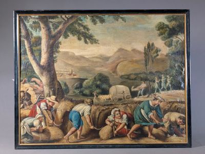 une image d'une peinture représentant un groupe de personnes dans un champ