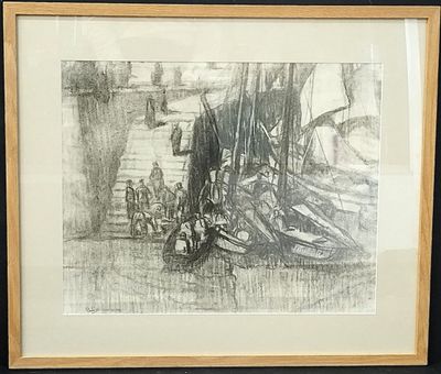 Gaston BALANDE (1880-1971)" Le retour des Pècheurs dans le v…