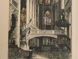 une photo représentant un dessin d'une église avec des vitraux