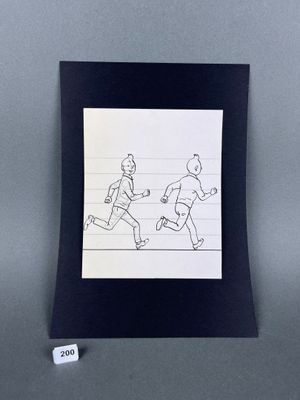 un dessin représentant un homme et une femme qui courent ensemble