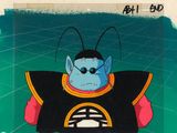 dessin d'animation représentant un personnage de dessin animé vêtu d'une tenue noire et bleue