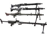 three different types of guns are displayed on a white background