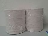 two rolls of toilet paper are stacked on top of each other
