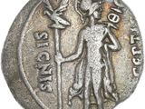 une pièce d'argent sur laquelle figure l'effigie d'une femme tenant un bâton