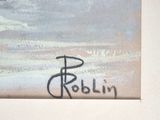 a picture of a painting of a person on the beach