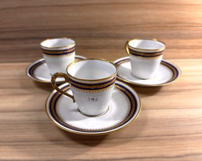 Série de 12 Tasses à Café LIMOGES + 8 Soucoupes