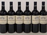 six bouteilles de vin sont alignées sur une table