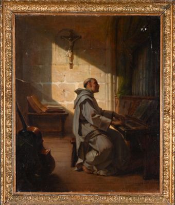 an image of a painting of a man sitting at a piano