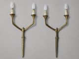paire d'appliques murales anciennes en laiton