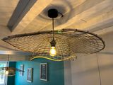 a light that is hanging from the ceiling in the room