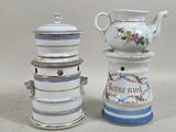 two different types of teapots and cups on the table