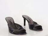 yves saint laurent black leather peep toe sandals size 37 5