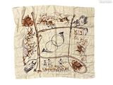 une image représentant un morceau de tissu orné d'un motif d'oiseaux et de fleurs