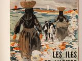 un livre ouvert sur lequel figure l'image de deux femmes marchant dans l'eau