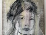 a painting of a young girl with a sad look on her face