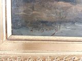 a painting on the wall of a room with a painting on it