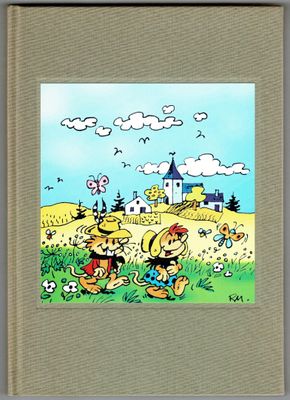 une image représentant un livre sur lequel figurent un garçon et une fille dans un champ
