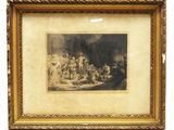 an old picture of a group of people sitting around a table