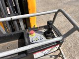 a close up of a forklift with a control panel on it