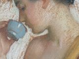 a painting of a woman holding a cup in her hand