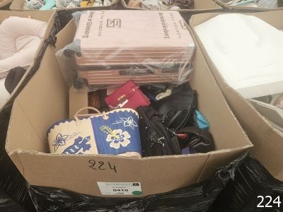 a box full of luggage sitting on the floor