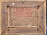 an old picture frame with a piece of wood on top of it