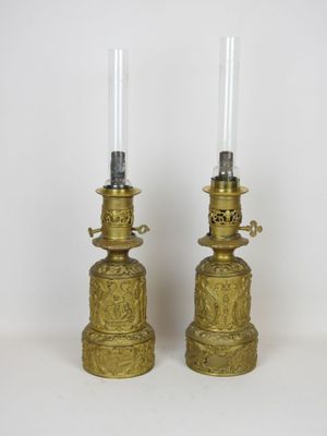 pair of antique brass candlesticks