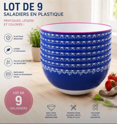 lot de 9 saladiers en plastique bleu lot de 9 saladiers en plastique bleu lot de 9 saladiers en plast