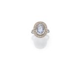 une bague aigue-marine et diamant
