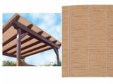 deux photos d'un toit de pergola en bois et d'un auvent en bois