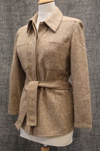 VALENTINO – Veste en laine et cachemire marron chiné. Fermeture à...