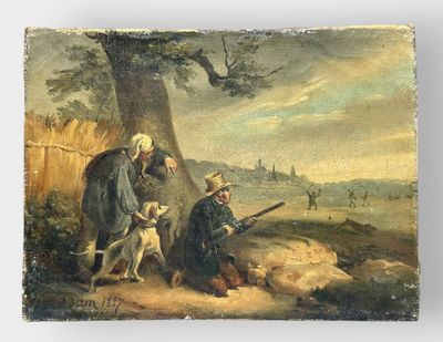 Victor ADAM (1801-1866) Scène de chasse - 1827