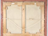 an old wooden frame with a rope hanging from it ' s sides