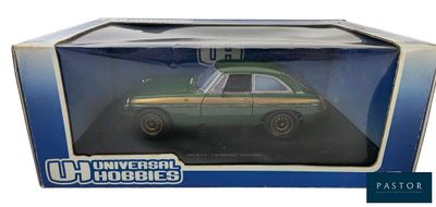 the box is open to show the green car in it ' s packaging